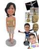 Custom Bobblehead Sexy Lady In Shorts And Shiny Top - Leisure & Casual Casual Females Personalized Bobblehead & Cake Topper