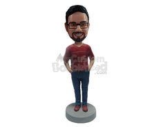 Custom Bobblehead Handsome Dude In Stylish Dress With Hands In His Pocket - Leisure & Casual Casual Males Personalized Bobblehead & Cake Topper