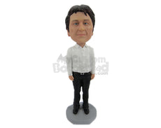 Custom Bobblehead Handsome Neat Gentleman Rocking With Ever Green Style - Leisure & Casual Casual Males Personalized Bobblehead & Cake Topper