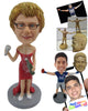 Custom Bobblehead Gorgeous Lady In Stylish Dress With A Beer In Hand - Leisure & Casual Casual Females Personalized Bobblehead & Cake Topper