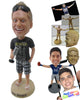 Custom Bobblehead Excited Gentleman In Funky Shorts With A Mic In Hand - Leisure & Casual Casual Males Personalized Bobblehead & Cake Topper