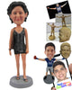 Custom Bobblehead Gorgeous Lady In One Piece Attire With A Matching Handbag - Leisure & Casual Casual Females Personalized Bobblehead & Cake Topper