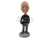 Custom Bobblehead Handsome Happy Male In Casuals With A Handbag - Leisure & Casual Casual Males Personalized Bobblehead & Cake Topper