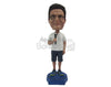 Custom Bobblehead Young Male Wearing A T-Shirt, Shorts With Sneakers And Having Good Time - Leisure & Casual Casual Males Personalized Bobblehead & Cake Topper