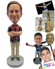 Custom Bobblehead Fashionable Gentleman Wearing A T-Shirt And Pants With Trendy Shoes And A Scarf Around His Neck - Leisure & Casual Casual Males Personalized Bobblehead & Cake Topper
