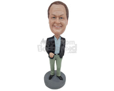 Custom Bobblehead Trendy Male Wearing A Suit And Front-Flat Pant With Fashionable Shoes - Leisure & Casual Casual Males Personalized Bobblehead & Cake Topper