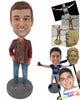 Custom Bobblehead Boy Wearing A Shirt, Jeans Fashionable Shoes And With Hands In Pockets - Leisure & Casual Casual Males Personalized Bobblehead & Cake Topper