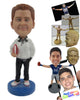Custom Bobblehead College Nerd Heading To The Library With A Book Under The Arm - Leisure & Casual Casual Males Personalized Bobblehead & Cake Topper