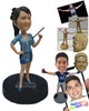 Custom Bobblehead Sexy And Charming Girl Police Attire Holding Police Baton In One Hand - Leisure & Casual Casual Females Personalized Bobblehead & Cake Topper