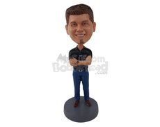 Custom Bobblehead Man With Crossed Arms Wearing Pant And Shirt - Leisure & Casual Casual Males Personalized Bobblehead & Cake Topper