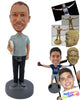 Custom Bobblehead Man Wearing Casual Shirt And Pants Holding Towels In Hand - Leisure & Casual Casual Males Personalized Bobblehead & Cake Topper