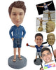 Custom Bobblehead Guy wearing nice looking sweatshirt, shorts and sandals - Leisure & Casual Casual Males Personalized Bobblehead & Action Figure