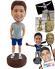 Custom Bobblehead Good looking dude wearing sleeveless shirt, shorts, slide-in sandals and socks with one hand in pocket - Leisure & Casual Casual Males Personalized Bobblehead & Action Figure