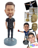 Custom Bobblehead Young pal wearing a v-neck shirt on a great day - Leisure & Casual Casual Males Personalized Bobblehead & Action Figure