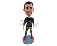 Custom Bobblehead Athletic guy wearing nice gym clothing ready to make some dance moves - Leisure & Casual Casual Males Personalized Bobblehead & Action Figure