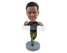 Custom Bobblehead Excited dude confident of himself with some trendy clothe on - Leisure & Casual Casual Males Personalized Bobblehead & Action Figure