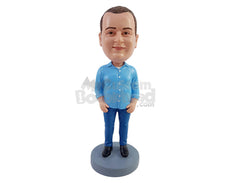 Custom Bobblehead Chuby buddy wearing a nice button down shirt  - Leisure & Casual Casual Males Personalized Bobblehead & Action Figure