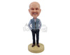Custom Bobblehead Elegante male businessman wearing nice vest on a cold day with both hands in pockets - Leisure & Casual Casual Males Personalized Bobblehead & Action Figure