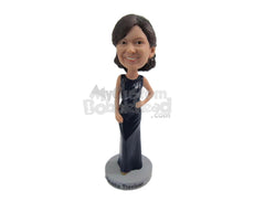 Custom Bobblehead Bridesmaid Ready For The Ceremony Wearing A Fancy Expensive Sleeveless Gown - Wedding & Couples Bridesmaids Personalized Bobblehead & Cake Topper