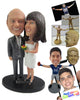 Custom Bobblehead Father And Mother Of The Bride Posing For The Photo Shoot - Wedding & Couples Brides Personalized Bobblehead & Cake Topper