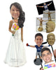 Custom Bobblehead Bride Wearing Trendy Gown Holding A Flower Bouquet - Wedding & Couples Brides Personalized Bobblehead & Cake Topper