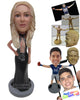 Custom Bobblehead Super Model Bridesmaid Wearing Sexy Gown - Wedding & Couples Bridesmaids Personalized Bobblehead & Cake Topper