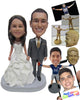 Custom Bobblehead Stunning Couple In Wedding Attire Holding Hands - Wedding & Couples Bride & Groom Personalized Bobblehead & Cake Topper