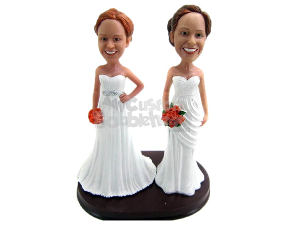 Custom Bobblehead Lesbian Same Sex Couple At Their Wedding Wearing Gow MyCustomBobblehead.com Custom Bobblehead Lesbian Same Sex Couple At Their Wedding Wearing Gow MyCustomBobblehead.com