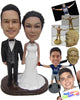 Custom Bobblehead Attractive Wedding Couple In Wedding Attire - Wedding & Couples Bride & Groom Personalized Bobblehead & Cake Topper