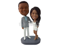 Custom Bobblehead Smartly Dressed Couple - Wedding & Couples Couple Personalized Bobblehead & Cake Topper