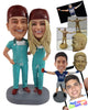 Custom Bobblehead God loking Surgical Medical Doctors ready to tend the wounded - Wedding & Couples Couple Personalized Bobblehead & Action Figure