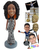Custom Bobblehead Striking female on a long beautiful dress holding a hand purse - Wedding & Couples Bridesmaids Personalized Bobblehead & Action Figure