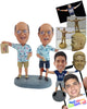 Custom Bobblehead Married male couple on vacations wearing Hawaiian shirts ready to have some beers - Wedding & Couples Bride & Groom Personalized Bobblehead & Action Figure