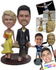 Custom Bobblehead Gorgeous Wedding Couple Sitting On A Bench - Wedding & Couples Bride & Groom Personalized Bobblehead & Cake Topper
