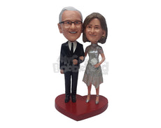 Custom Bobblehead Couple comemorating their Aniversary  wearing beautiful suit and dress - Wedding & Couples Couple Personalized Bobblehead & Action Figure
