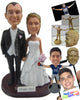 Custom Bobblehead Lovely Wedding Couple In Their Wedding Costume - Wedding & Couples Bride & Groom Personalized Bobblehead & Cake Topper