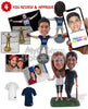Custom Bobblehead Happy family posing together wearing fashionable clothing - Parents & Kids Mom, Dad & Kids Personalized Bobblehead & Action Figure