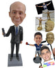 Custom Bobblehead Corporate Man Wearing Stylish Formal Attire Holding A Tv Remote Control - Careers & Professionals Corporate & Executives Personalized Bobblehead & Cake Topper