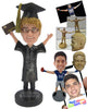 Custom Bobblehead Male Graduate With Both Hands In The Air - Careers & Professionals Graduates Personalized Bobblehead & Cake Topper