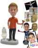 Custom Bobblehead Plumber Wearing A Stylish T-Shirt And Boots - Careers & Professionals Plumbers Personalized Bobblehead & Cake Topper