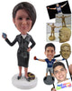 Custom Bobblehead Corporate Lady Showing Her Phone Wearing A Stylish Suit And Short Skirt - Careers & Professionals Corporate & Executives Personalized Bobblehead & Cake Topper