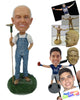 Custom Bobblehead Mechanic Wearing Suspenders And Keeping One Hand In His Pocket - Careers & Professionals Architects & Engineers Personalized Bobblehead & Cake Topper
