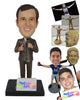 Custom Bobblehead Male Reporter Reporting The News In Formal Outfit - Careers & Professionals Reporters Personalized Bobblehead & Cake Topper
