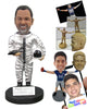 Custom Bobblehead Male Astronaut In His Space Suit Holding The Space Shuttle - Careers & Professionals Astronauts Personalized Bobblehead & Cake Topper
