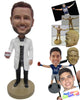 Custom Bobblehead Dentist Wearing Long Lab Coat And Showing Denture Dental Transplant - Careers & Professionals Dentists Personalized Bobblehead & Cake Topper