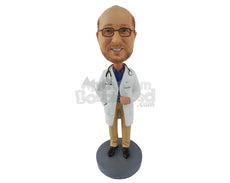 Custom Bobblehead Medical Doctor Wearing A Lab Coat With A Stethoscope - Careers & Professionals Medical Doctors Personalized Bobblehead & Cake Topper