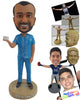 Custom Bobblehead Fine Dentist holding a denture prop on hand - Careers & Professionals Dentists Personalized Bobblehead & Action Figure