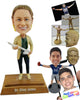 Custom Bobblehead Good looking Chiropractor doctor holding a spinal bone with Card Holder on the base - Careers & Professionals Chiropractors Personalized Bobblehead & Action Figure
