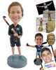 Custom Bobblehead Sporty Field hockey player ready to start day's training - Careers & Professionals Athletes Personalized Bobblehead & Action Figure