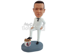 Custom Bobblehead Important dude ready to have a nice workng day at his Chicken restaurant - Careers & Professionals Waiter Personalized Bobblehead & Action Figure